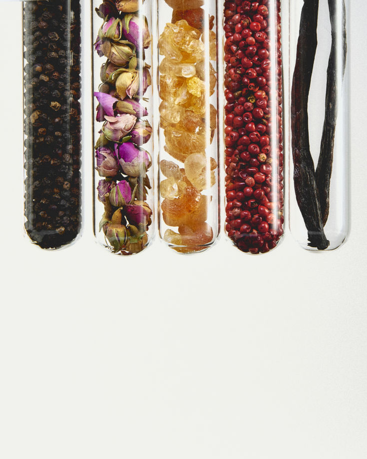 ECLAIRE lifestyle — botanical ingredients in glass test tubes